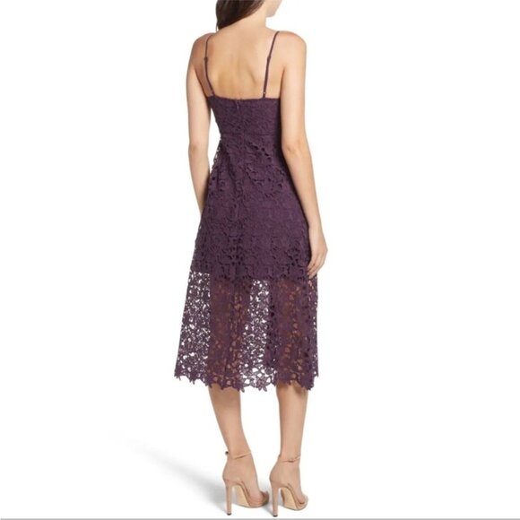 Astr The Label Lace A-Line Purple Midi Dress Large - Picture 2 of 8